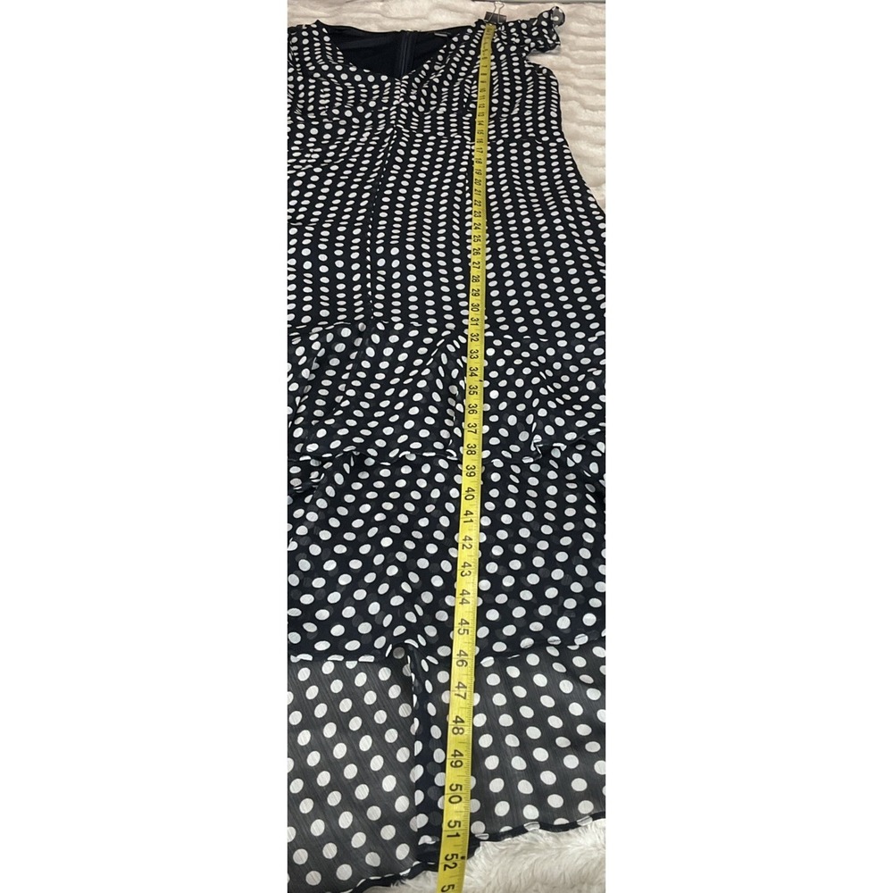 TOMMY HILFIGER Women's Size 14 Navy & White Polka Dot Chiffon High Low Dress - Picture 14 of 15
